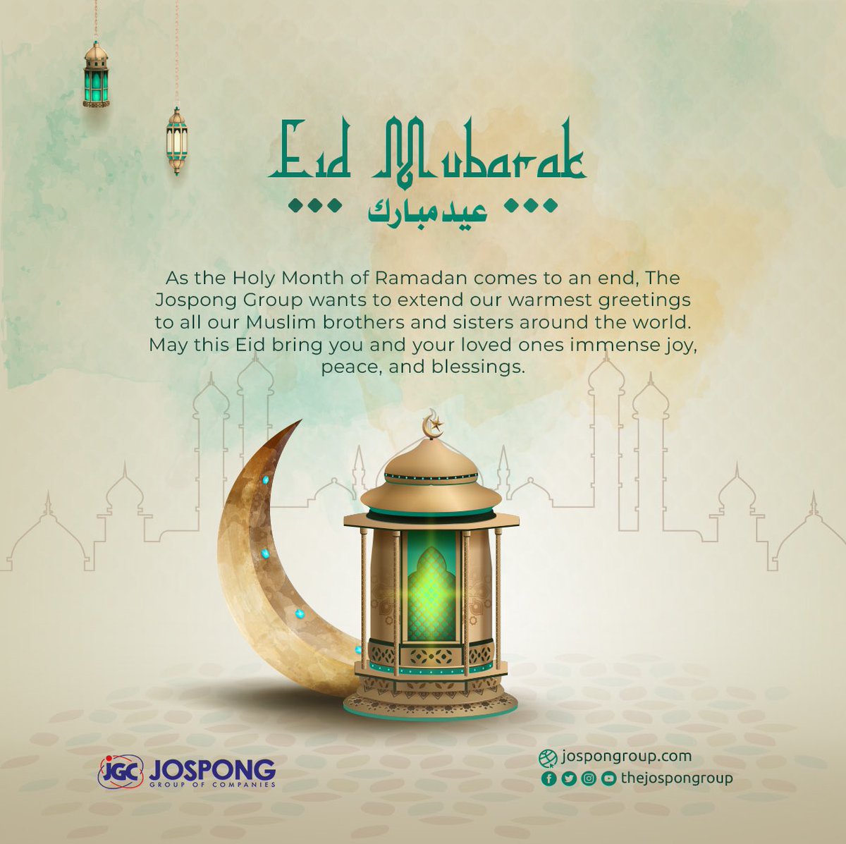 Happy Eid to the esteemed Muslim community and our dedicated staff at Jospong Group of Companies! May the blessings of this special day bring abundance, joy, and unity to all. Eid Mubarak to you and your families! 🌙✨! #Jospong #EidAlFitr2024 #EidMubarak2024 #EidCelebration