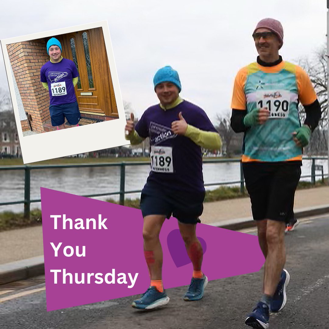 A big #ThankYouThursday today goes to Lachlan Dean Morrice. 💜 Lachlan ran the Inverness Half Marathon to raise money in honour of his Dad, who died from pancreatic cancer last year. Lachlan raised a massive total of £4,591! Well done, and thank you. 👏