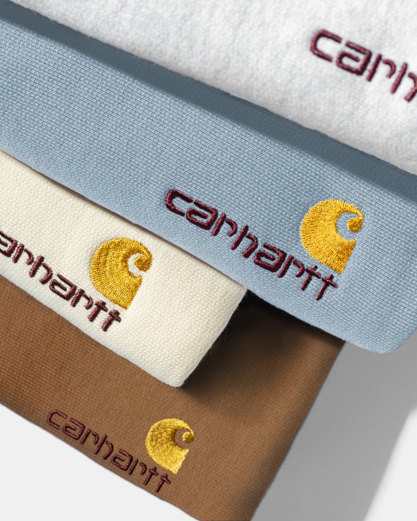 S/S24 American Script: explore loose-fit jersey staples, detailed with two-tone logo embroidery. In store and online now. carhartt-wip.com/en/men-core-pr… ⁠ #CarharttWIP