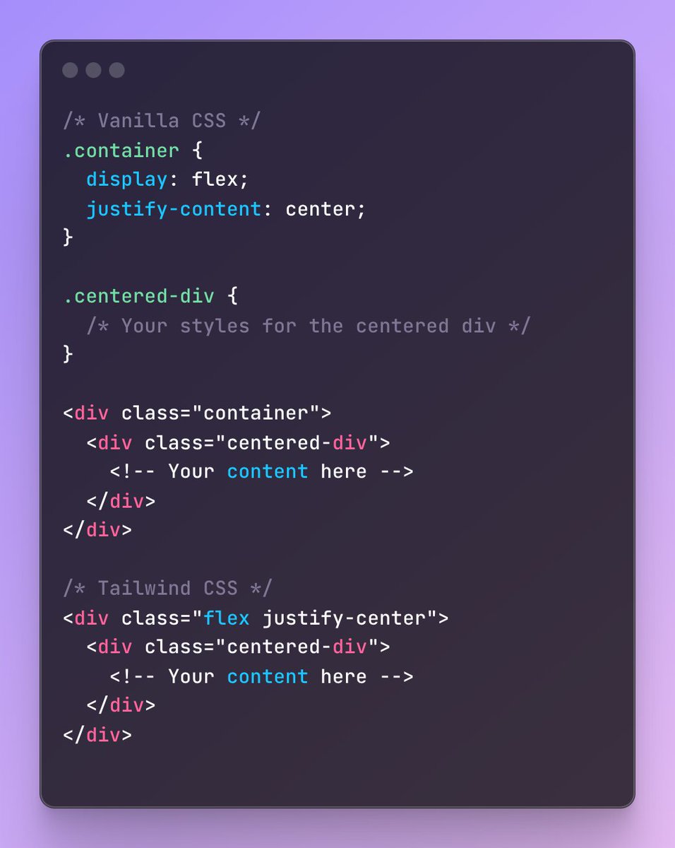 How to center DIV horizontally + vertically with flexbox in vanilla CSS and Tailwind CSS.