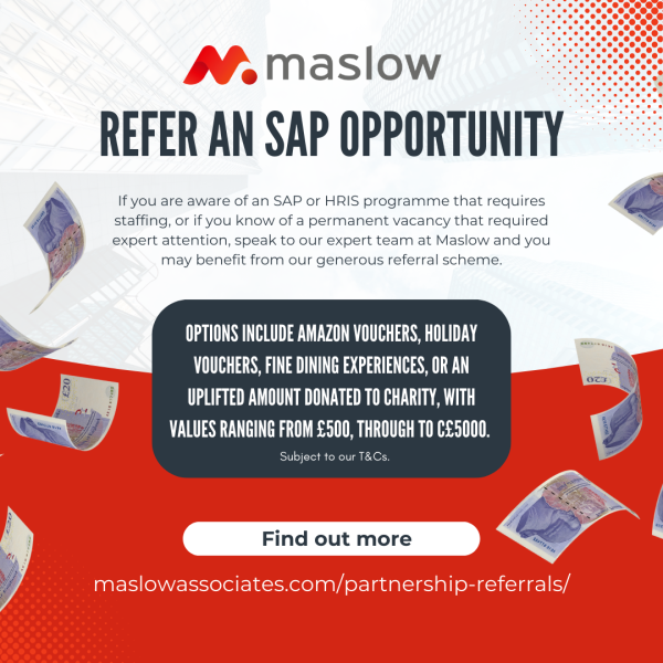 Many of our customers have come through word of mouth - why not get rewarded as part of our referral scheme? Get in touch for more info: +44 1261 327 1233 | info@maslowassociates.com #sap #referralscheme #maslowassociates #sapcommunity #sapjobs tinyurl.com/ytm9b3d4