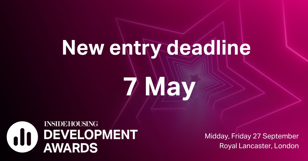 ❗📢New entry deadline for the Inside Housing Development Awards! You now have until Tuesday 7 May to get in all your FREE entries and showcase your very best residential developments. Start your entries today>>> ihda.co.uk/enter-now?utm_… #IHDA