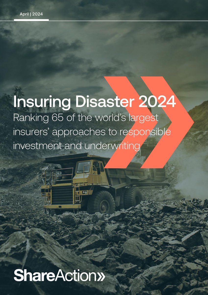 “Environmental and social policies are incredibly weak across the insurance sector”, our usually soft-spoken partners @ShareAction conclude in their thorough new report, Insuring Disaster 2024. A brief 🧵 with some details. shareaction.org/reports/insuri…