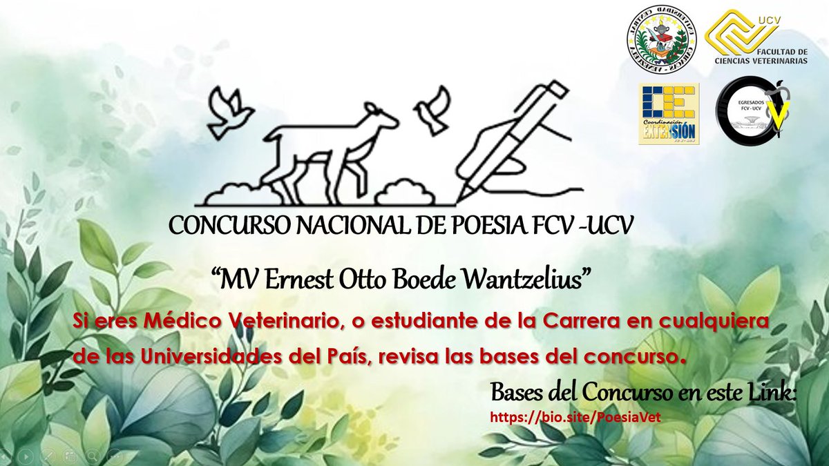 albacoduttivet's tweet photo. https://t.co/B1h1OLSQiR
Para Médicos Veterinarios Venezolanos, dentro o fuera de Venezuela, y estudiantes activos de cualquiera de las Universidades del país. https://t.co/kpPQPAgqP5