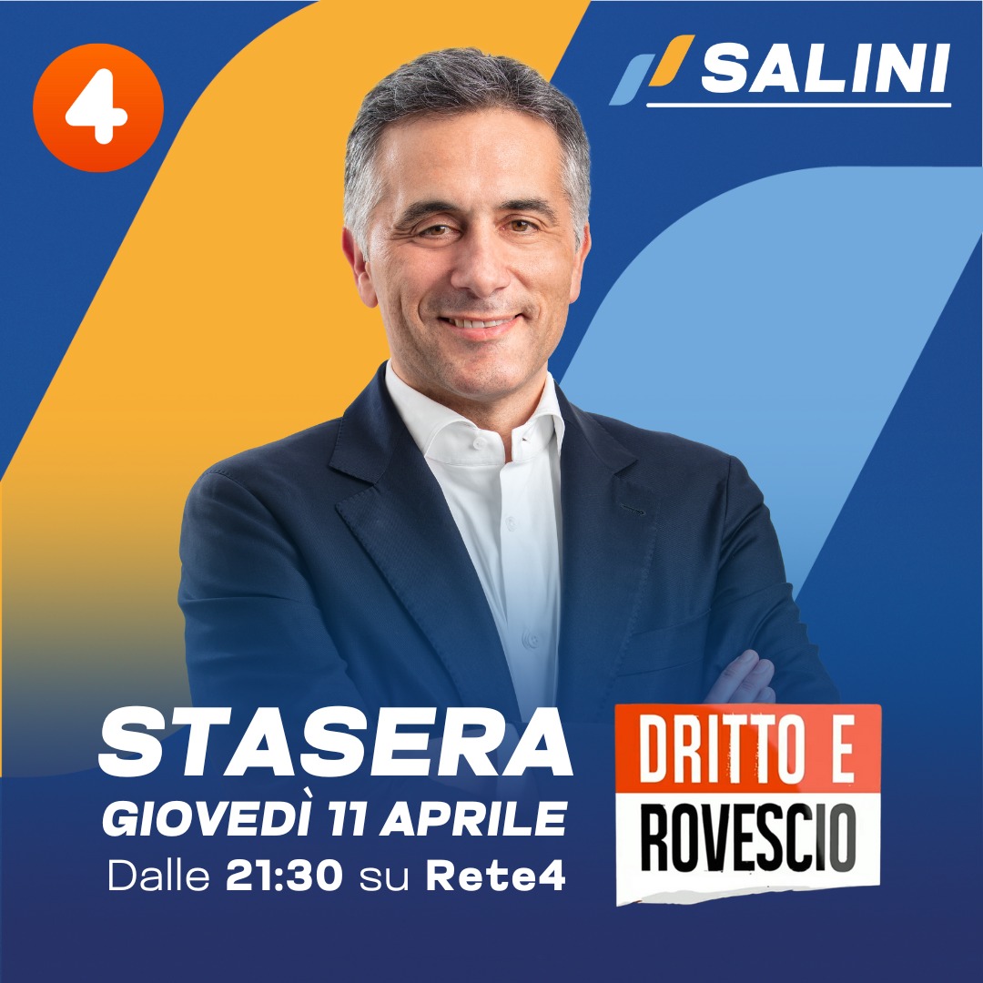 Ci vediamo questa sera su @mediaset_rete4, sarò ospite della trasmissione @Drittorovescio_ condotta da Paolo Del Debbio. Aspetto i vostri commenti