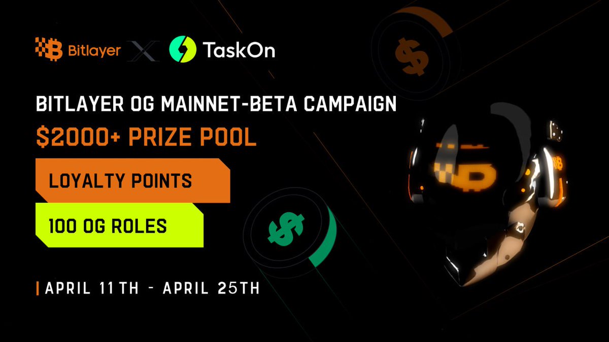 📣 The #Bitlayer OG Mainnet-Beta Campaign is now LIVE on @taskonxyz, and we want YOU to be a part of it! Get ready to participate and stand a chance to win #OGRoles, and #LoyaltyPoints to unlock more rewards! 💰 TAKE PART NOW👉 taskon.xyz/campaign/detai… Join our Discord for any…