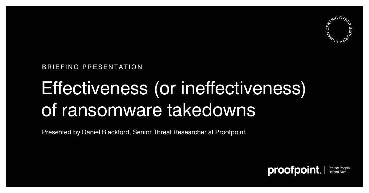 The best in human-centric defense starts with brilliant people like Daniel Blackford of Proofpoint @threatinsight. Join him at @RSAConference on May 7 for a special briefing on the effectiveness—or ineffectiveness—of #ransomware takedowns. ow.ly/syQO50RcPpp #RSAC24 #RSAC