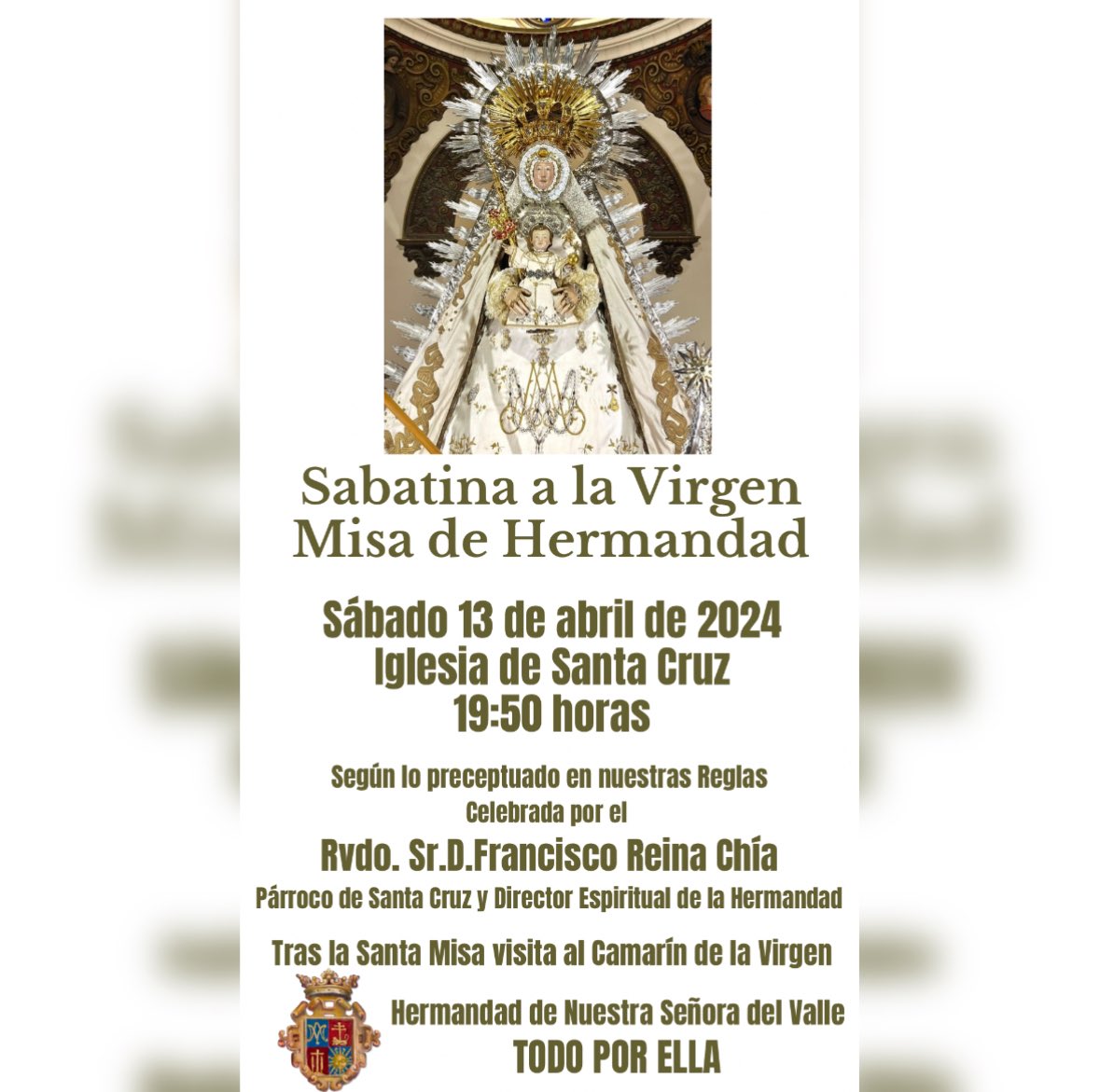 Hdad Virgen del Valle Écija (@HdadVVallecija) on Twitter photo 2024-04-11 10:05:37