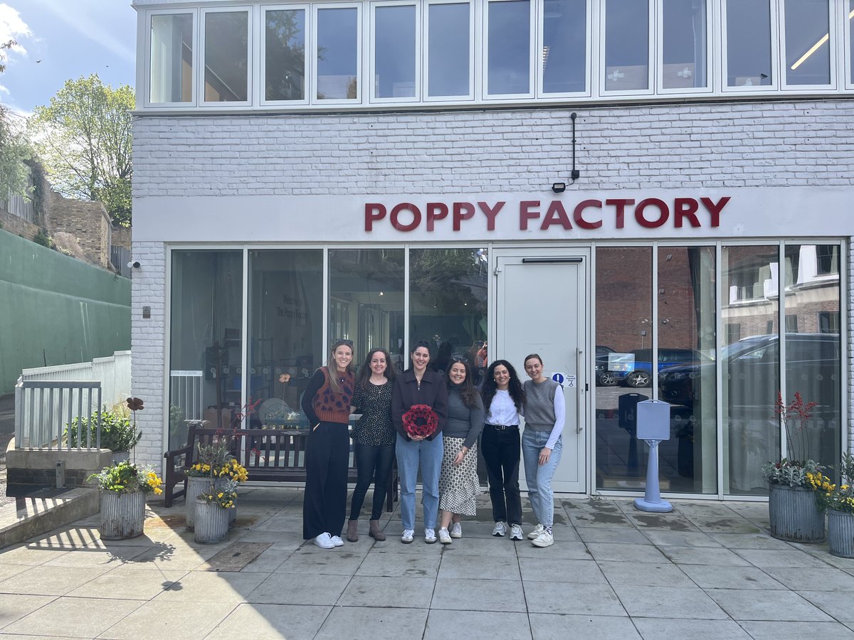 Yesterday we were pleased to welcome local design firm @th2designs to our Visitor Centre. The team had a tour & discovered our 100+ year history, & had a go at making their own Remembrance wreaths. Great to have you with us. poppyfactory.org/visit