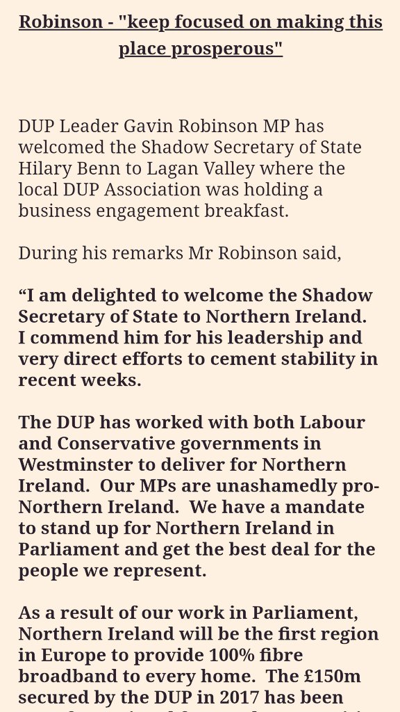 DUP press statements now referring to interim leader Gavin Robinson as 'DUP leader' 👇 @BBCNewsNI @duponline