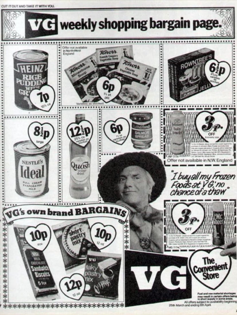 When food cost pennies and came with celebrity endorsement. #1970s #1970sfood #retro #retrofood