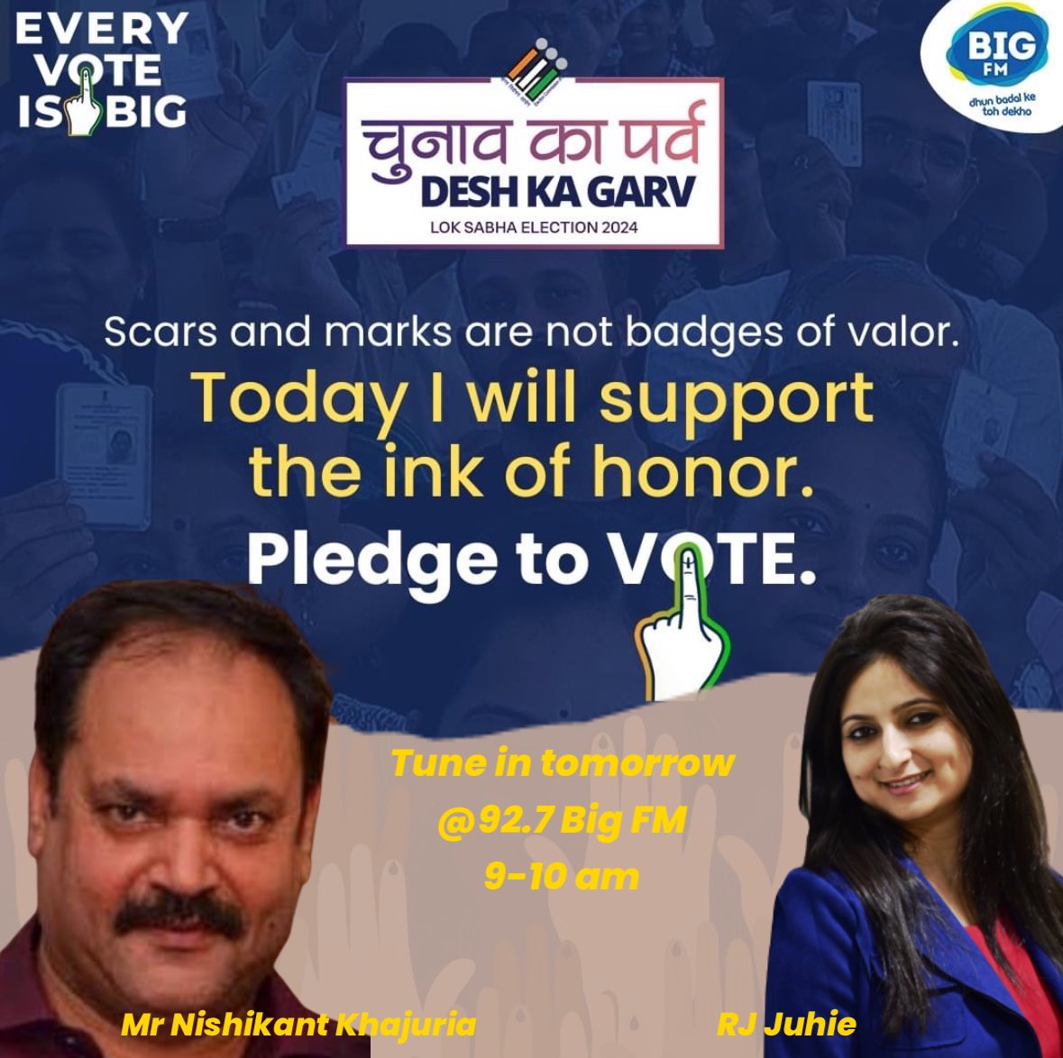 Mr Nishikant Khajuria ji Senior Journalist will share his first experience of casting vote when it was #ballotpaper time… do catch the convo tomorrow 9-10 am @BIGFMJammu #EveryVoteIsBig #ChunavKaParv #DeshKaGarv @Nishikant1971 @bigfmindia @ECISVEEP