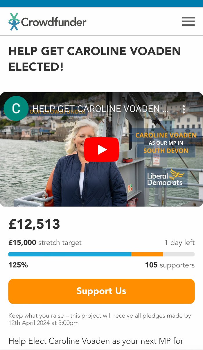 Blown away by all the support for this. Just a few hours left - if you can help please join! The Tories’ pockets are far deeper than ours. Thank you ☺️ crowdfunder.co.uk/carolinevoaden