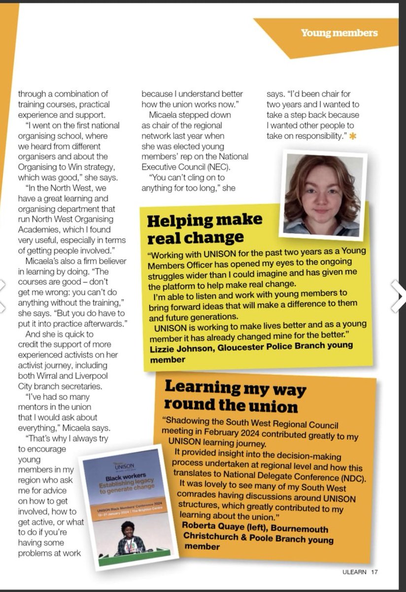 Check out the latest U Learn Magazine. Our very own Lizzie and Roberta - SW Young Members share their experiences #ULearn @UNISONSW @unisonlearning issuu.com/thedesignmill/…