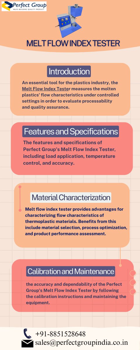 perfectgroup12's tweet image. Melt Flow Index Tester
For plastic makers, the Melt Flow Index Tester from Perfect Group is a vital tool since it measures molten plastic flow rates precisely.
#perfectgroupindia #industrial #meltflowindextester
Visit us: perfectgroupindia.co.in/melt-flow-inde…