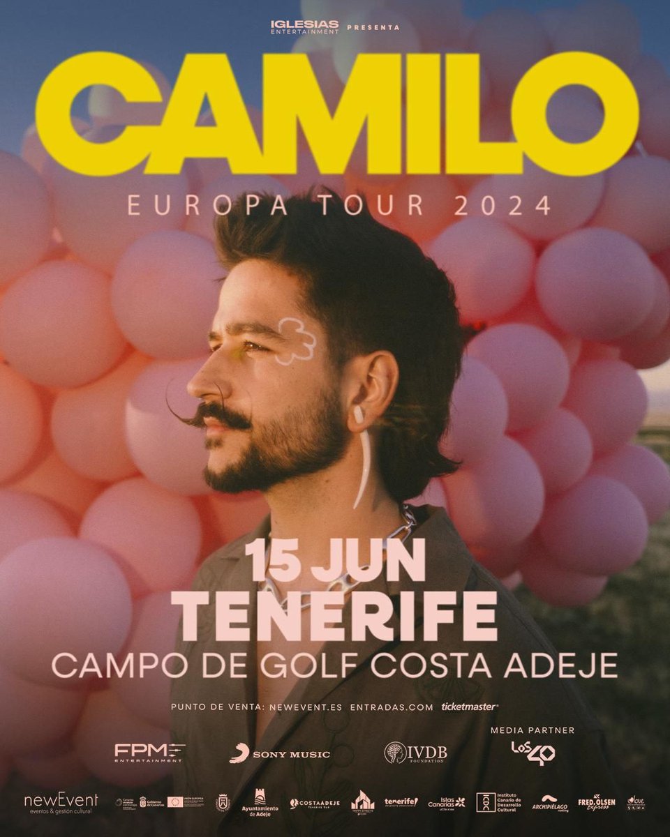 ¿Aún no lo sabes? 🤩 La superestrella del pop latino @CamiloMusica pasará por #Tenerife en su Europa Tour 2024. 🗓️ 15 de junio 📍 Campo de Golf Costa Adeje 🎟️No te quedes sin entradas: tomaticket.es/es-es/entradas…