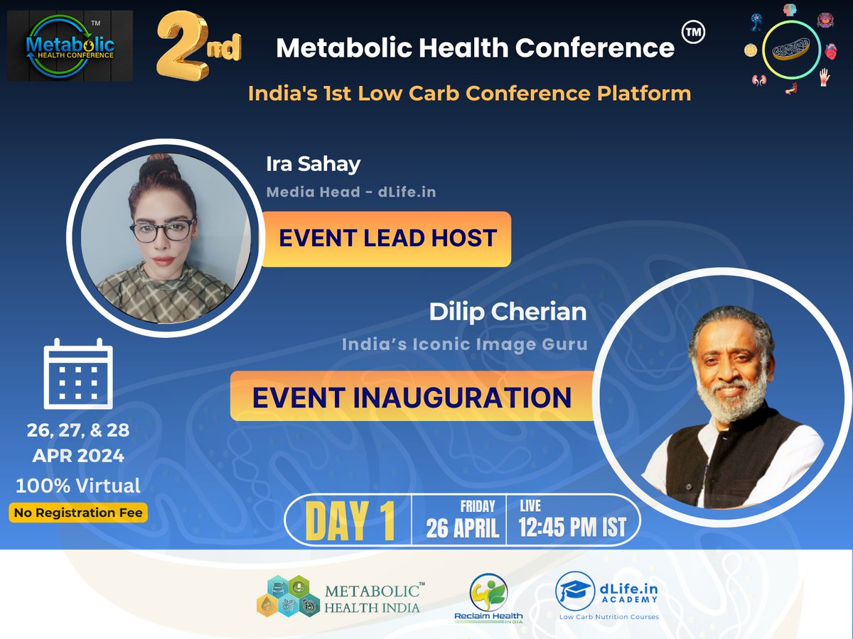 Inauguration ceremony

Lead host Ira Sahay @theirasahay will kickstart the 2nd Metabolic Health Conference with the Iconic image guru @DILIPtheCHERIAN

Dilip Cherian had inaugurated the 1st low carb conference on oct 2023 & will again inaugurate the 2nd event

Thank you…