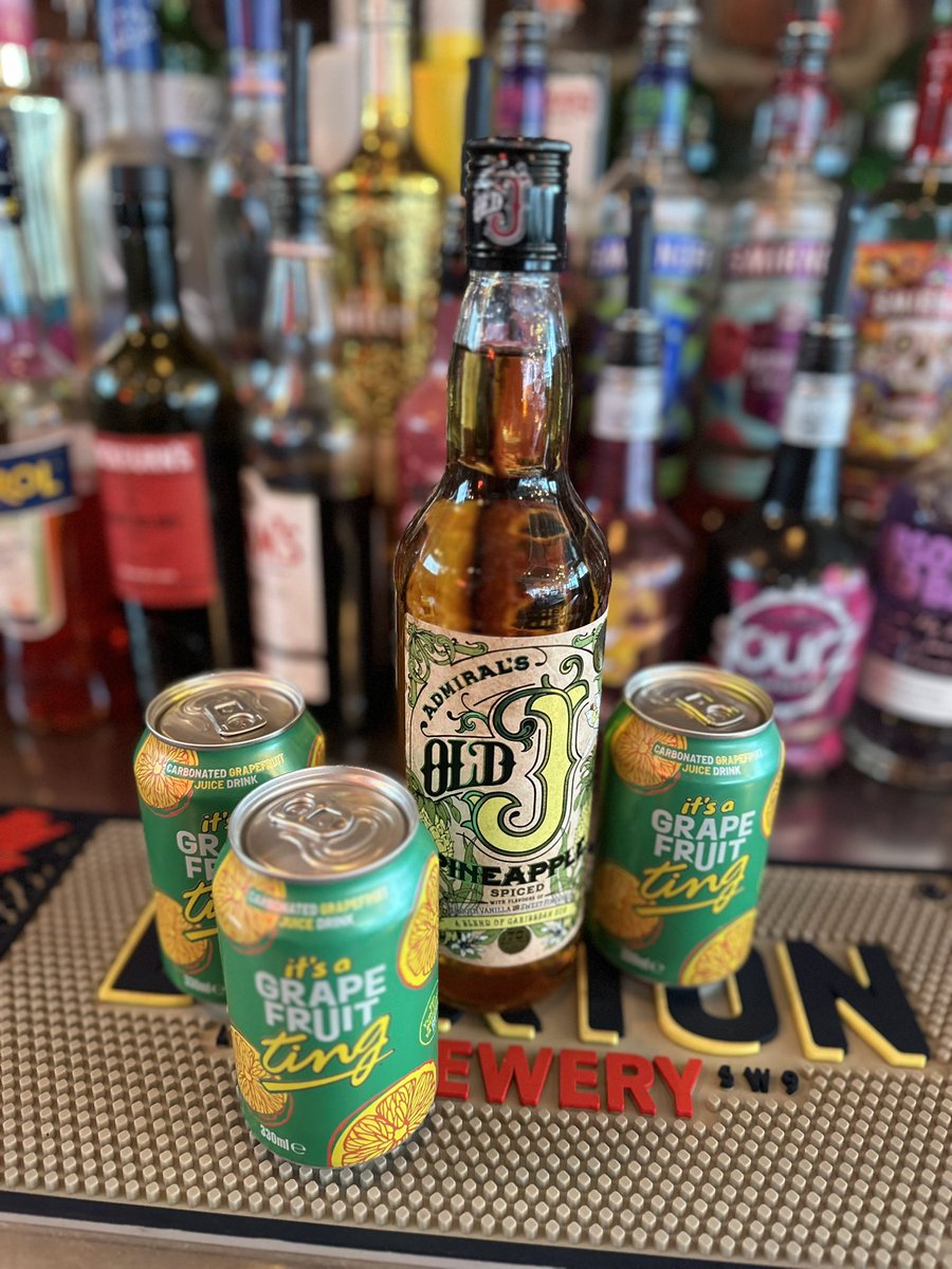 🧨🧨🧨🧨🧨🧨 Rum & Ting double £5! Old J Pineapple and that grapefruit smack of Ting is your offer today through the weekend. 🧡