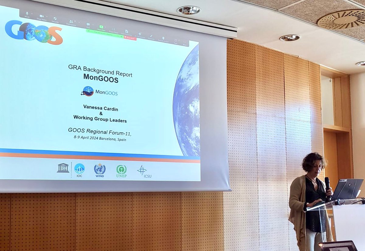OGS_IT's tweet image. .@CardinVanessa, chair of #MonGOOS, presented the Mediterrenean activities and future perspectives at the 11th GOOS Regional Alliance Forum in Barcelona #oceanobservations Info goosocean.org