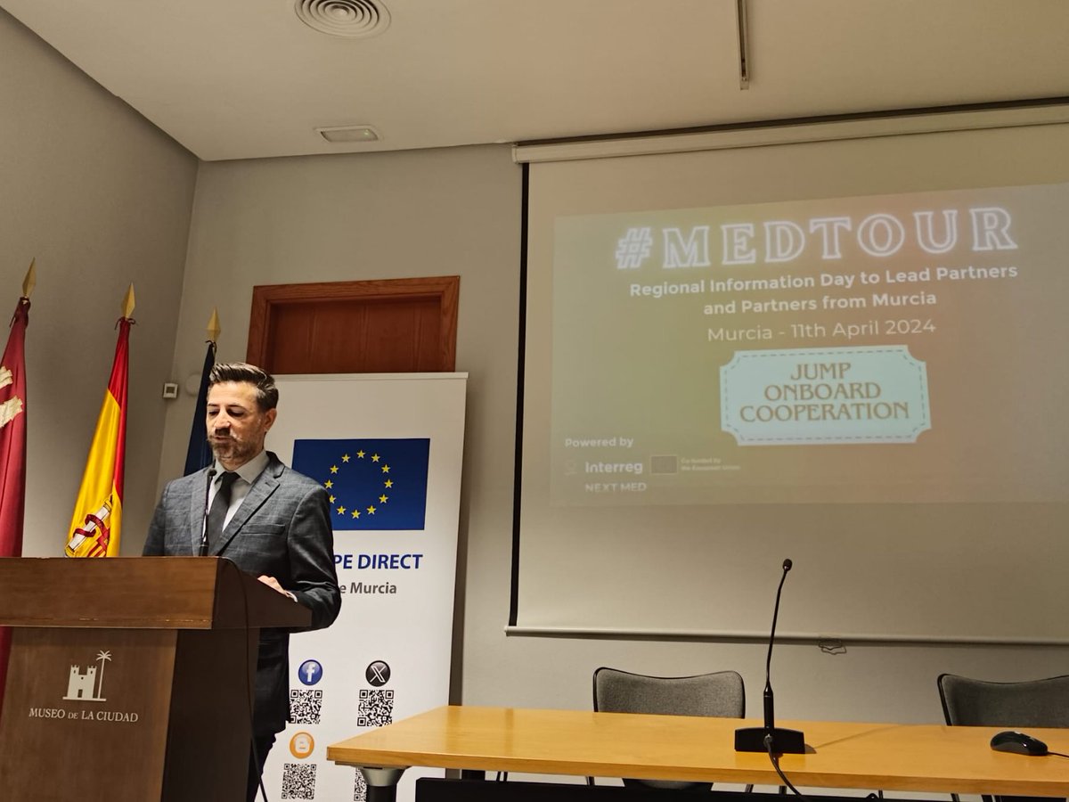 OPECT_UPCT's tweet photo. 📌#UPCT construye sus propuestas para la primera convocatoria de @interregnextmed 

👤Técnicos #OPECT e investigadores asisten al evento regional dedicado al programa europeo 🇪🇺

🗣️El director general de UE en RM @AaZFerrari lo ha inaugurado

 #EverythingMEDpossible #MEDTour https://t.co/MVqW2lFerd