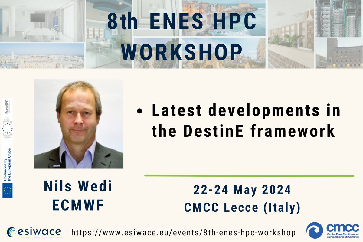 The @ECMWF's Digital Technology Lead, Nils Wedi, will discuss 'Latest developments in the DestinE framework' 🌍 📆22 May 🕞15:30 h 📍Lecce 🤌 & online 👉More info: esiwace.eu/events/8th-ene… #HPC #DestinationEarth