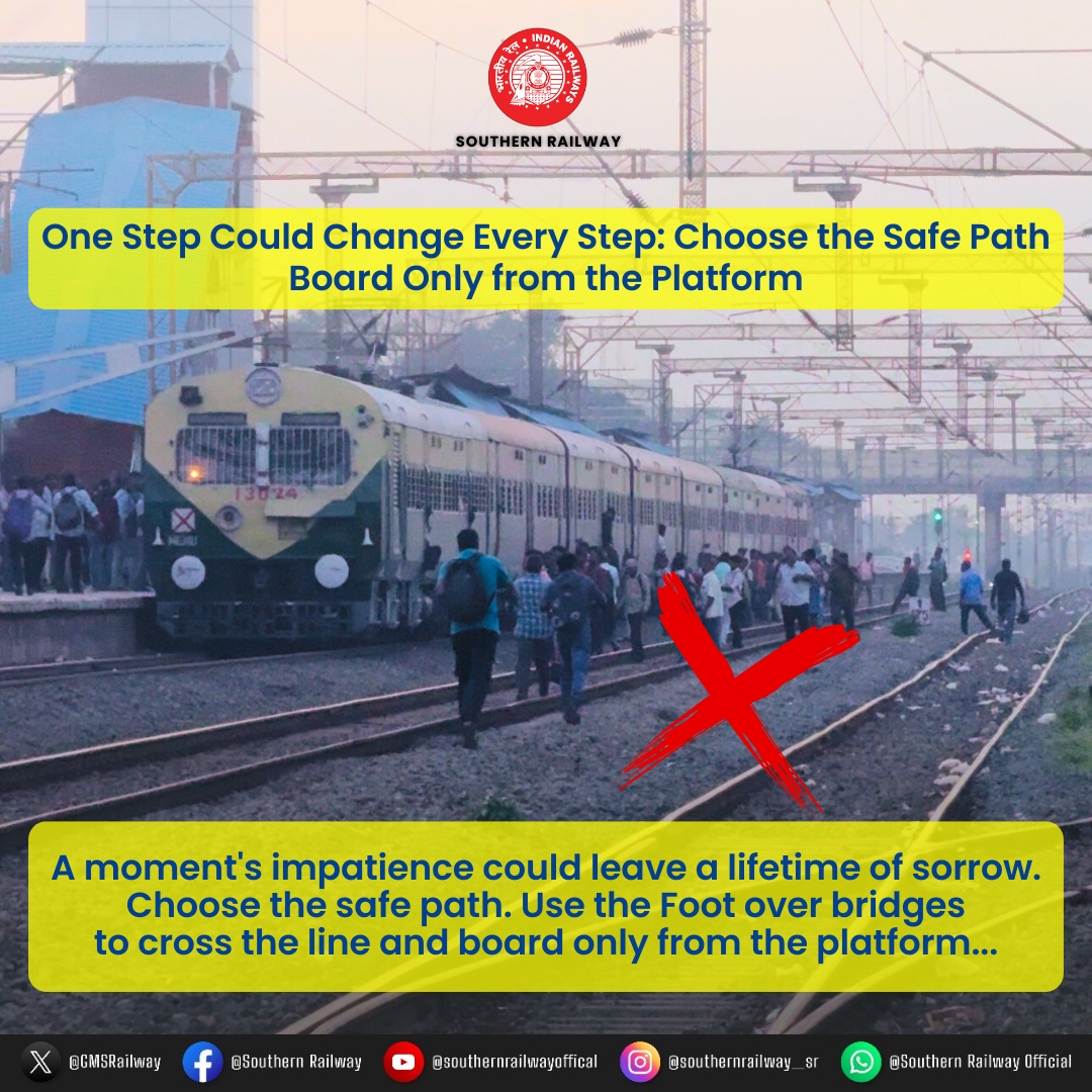 Stay Safe, Stay Inside: Boarding the train on footboard is risking your life. Let's prioritize safety over haste. 

#RailwaySafety #MindTheGap #SafetyFirst #SafetyAndResponsibility