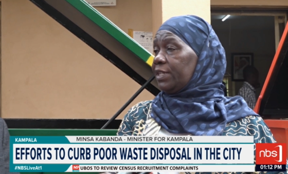 The Minister for Kampala @HajjatMinsa has noted that the capital city needs over 5,000 dustbins to curb poor waste disposal. This was as @KCCAUG received dustbins that it'll distribute across the Central Business District. @CathNakato #NBSLiveAt1 #NBSUpdates
