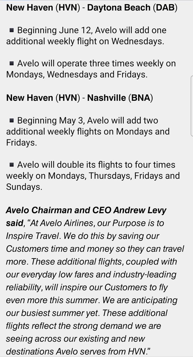 In anticipation of #AveloAirlines’ busiest summer yet, it is adding nonstop flights between Tweed #NewHaven Airport (#HVN) and Charleston, Concord, Daytona Beach, and Nashville. 📷 ©Avelo Airlines #Connecticut #CT #aviation #AvGeek #avgeeks #flights #Travel #traveler #US #avelo