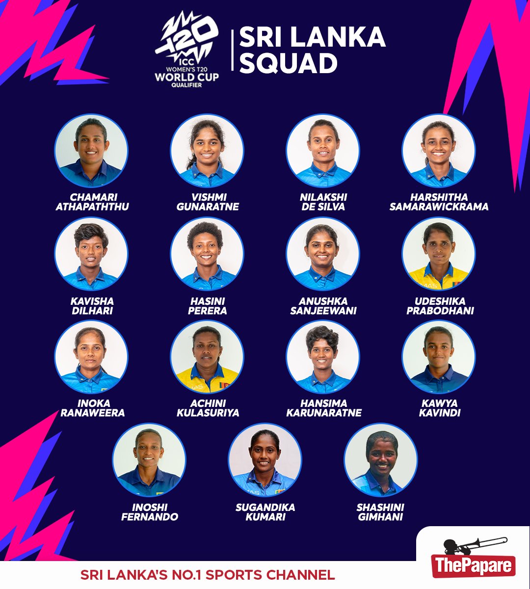 The 15-member Sri Lanka squad announced for ICC Women’s T20 World Cup Qualifier 2024.

#WomenCricket #T20WorldCupQualifier

Details 👉 thepapare.com/sri-lanka-squa…