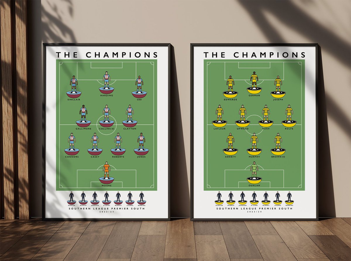 🖼️ THE CHAMPIONS prints by @matthewjiwood Get your prints memorialising our fantastic title winning squad; ➡️Either online at matthewjiwood.com/subbuteo-teams… ➡️Or at the Meadow from the @CheshamUtdTrust shop just inside the turnstiles