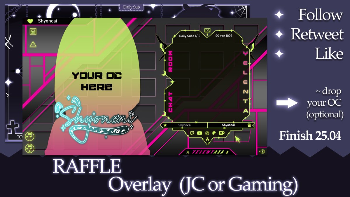 ShiyoVT's tweet photo. 🎉 Raffle Overlay
💙 Follow
🔁 Retweet
👍 Like
👉🏻 drop your OC (optional)
Finish 25.04 ✨
Good luck 🍀
#OncaiDesign #vtuber https://t.co/jVHIYpJcJj