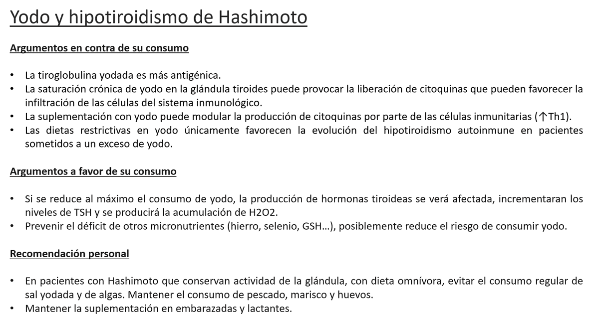Yodo en personas con hipotiroidismo de Hashimoto (y que conservan actividad de la glándula). #hipotiroidismo