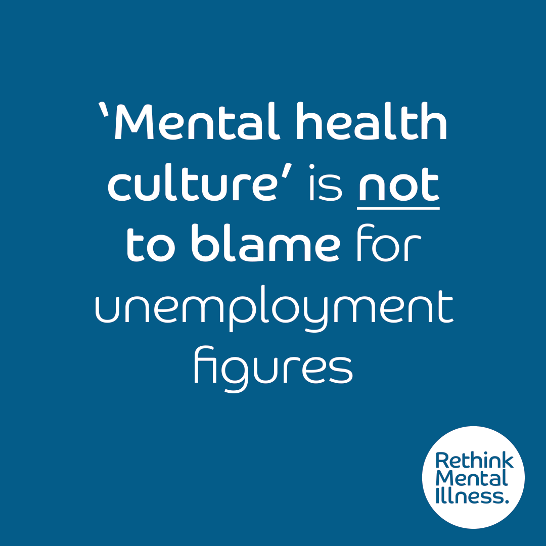 Rethink_'s tweet photo. 🚨 Recent comments that blame ‘mental health culture’ for employment figures are false.

To create a social security system fit for the 21st Century, we must challenge these claims.

Here are some facts you can trust 👇 (1/5) https://t.co/pMTljc4fvQ