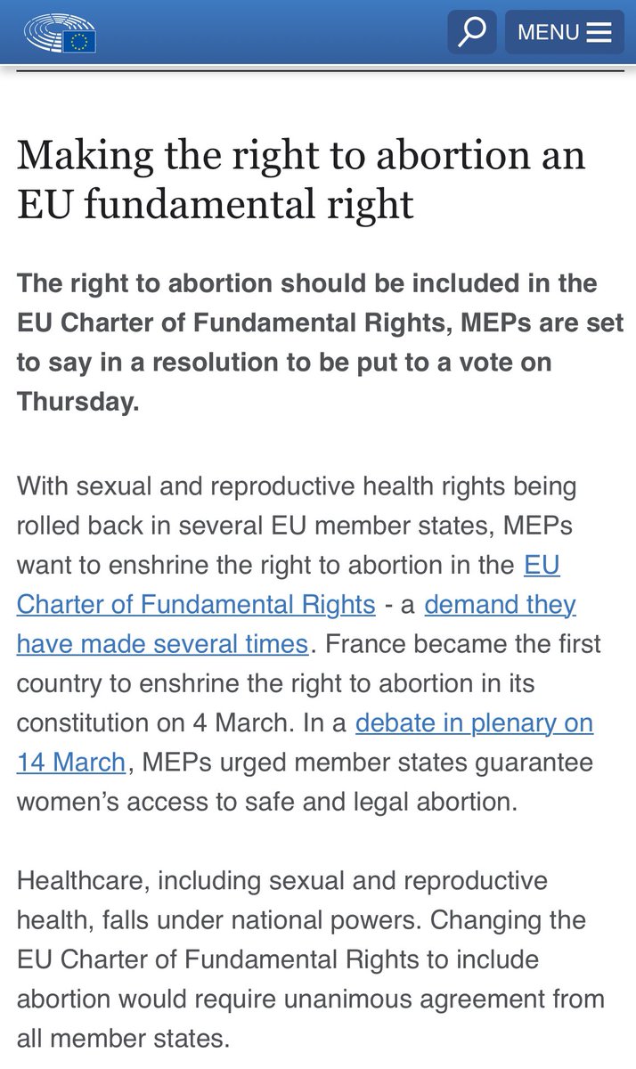Right now, at 11.00, the EU parliament is voting on a resolution for an EU-wide right to abortion.