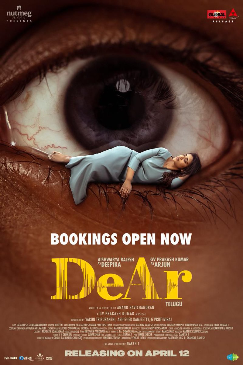 Get ready to be swept away on an electrifying journey of love, life, and everything in between! 💞🤘 #DeAr hits theaters tomorrow! Grab your 🎟️ here 👇 in.bookmyshow.com/buytickets/dea… #DeArTelugu #DeArTeluguFromApril12 @gvprakash @aishu_dil @Anand_Rchandran @NutmegProd @tvaroon…