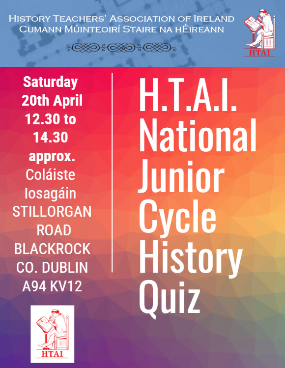 Details of our upcoming National Junior Cycle History Quiz are in the attached flyer! Save the date! 📅