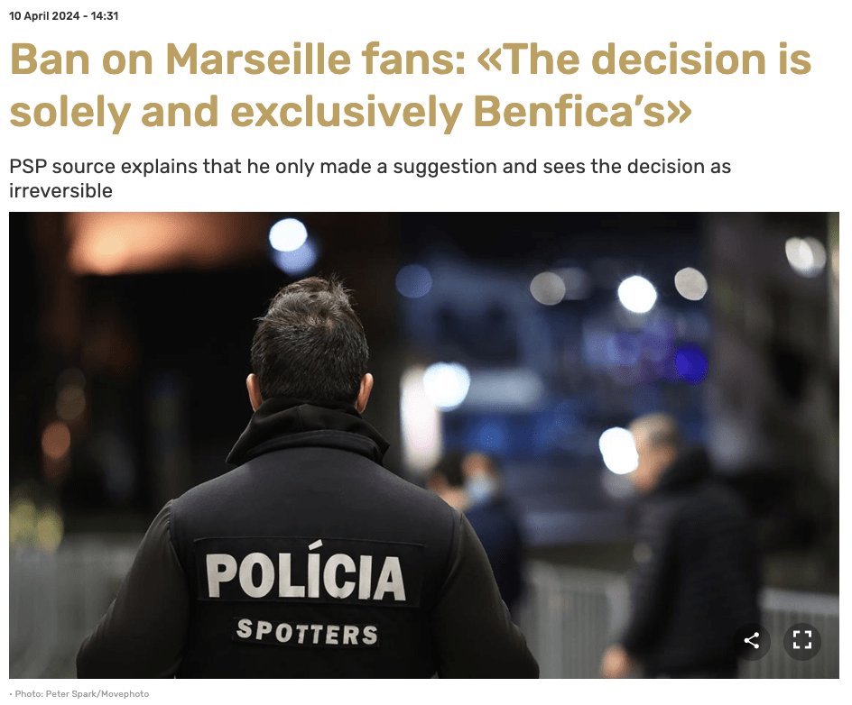 9 hours until the kick-off of the @EuropaLeague quarter-final between @SLBenfica & @OM_Officiel, & it’s still unclear whether OM fans, who have away section tickets & are in the city in their thousands, will be allowed in the stadium. 1/5