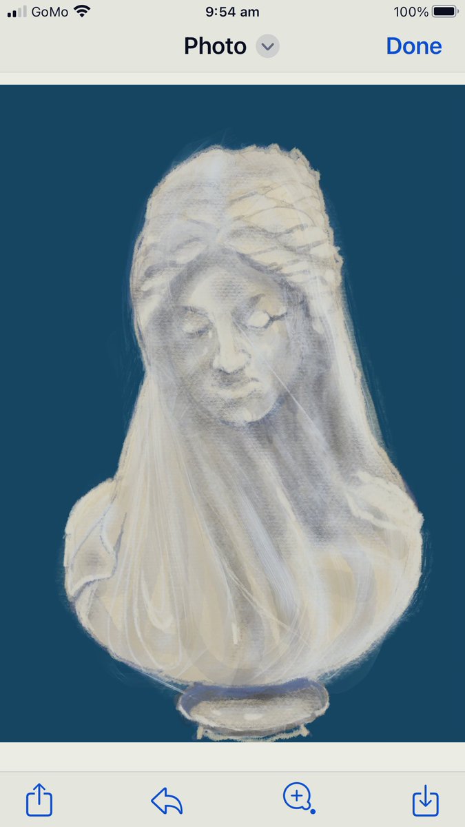 Thursday’s #portraitchallenge @StudioTeaBreak The veiled Virgin, sculpted in marble by Giovanni Strazza c1850 My version in Procreate