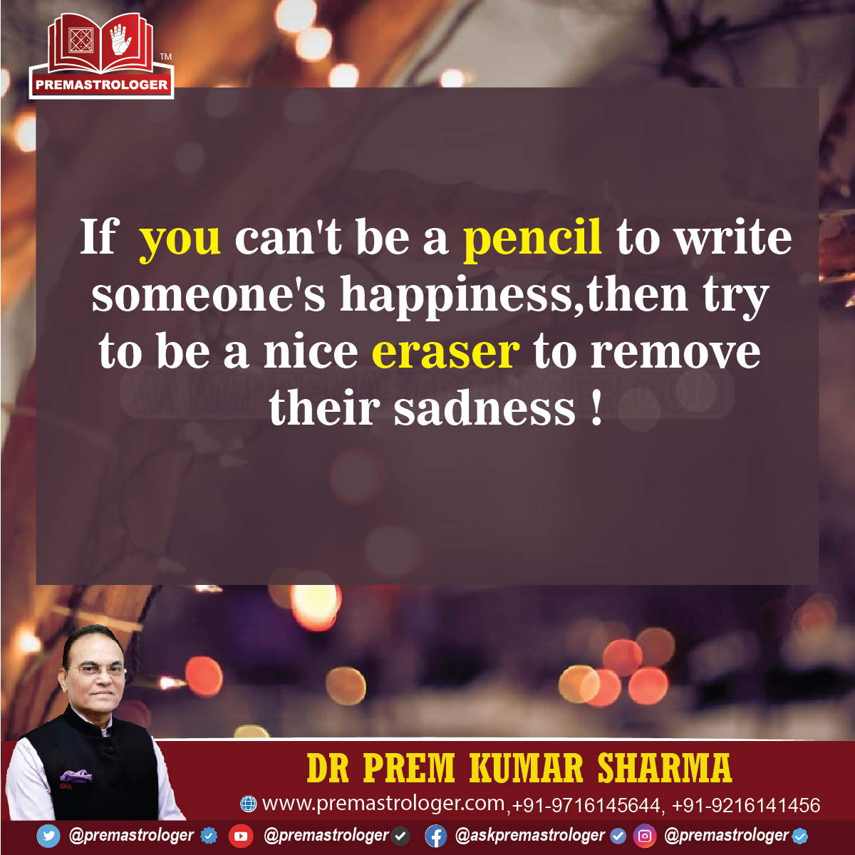 If you can't be a pencil to write someone's happiness, then try to be a nice eraser to remove their sadness !

#GoodmorningTwitter
#सुप्रभात
#Wednesdaymorninglive
#WednesdayVibes
#Wednesdaymotivations
#Wednesdaymorning
#WednesdayThoughts