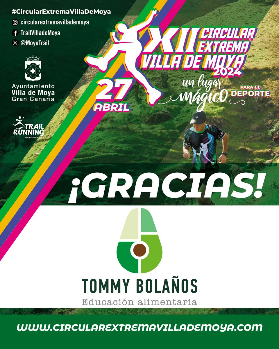 👏 Hoy toca agradecer a Tommy Bolaños Educación Alimentaria, quien nos acompaña un año más en  la #CircularExtremaVilladeMoya.

🍎🍐🍊 Dietista y nutricionista su labor es esencial para que nuestros deportistas puedan lograr los mejores resultados.

¡Muchas gracias!