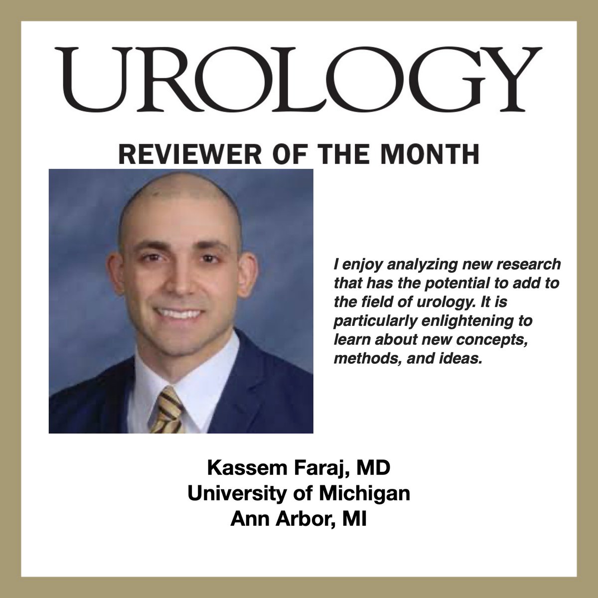 Introducing @kassemfarajmd: Dr. Faraj is currently in his second year of a three-year urologic oncology fellow @UMichUrology. After finishing fellowship, Dr. Farah is “striving for a urologic oncology practice with opportunities to study urologic cancer quality.” @SUO_YUO
