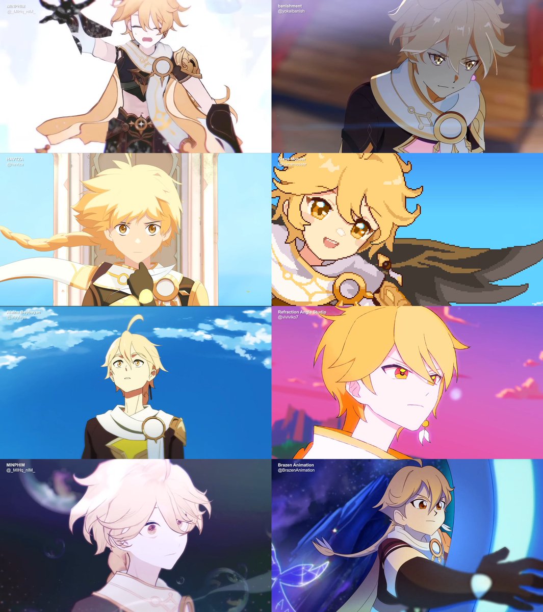 xiaoaetherposts's tweet photo. Aether in different anime styles.💛

#Genshinlmpact #原神 #HoYoFair #空 https://t.co/dRB8tQ72Kd