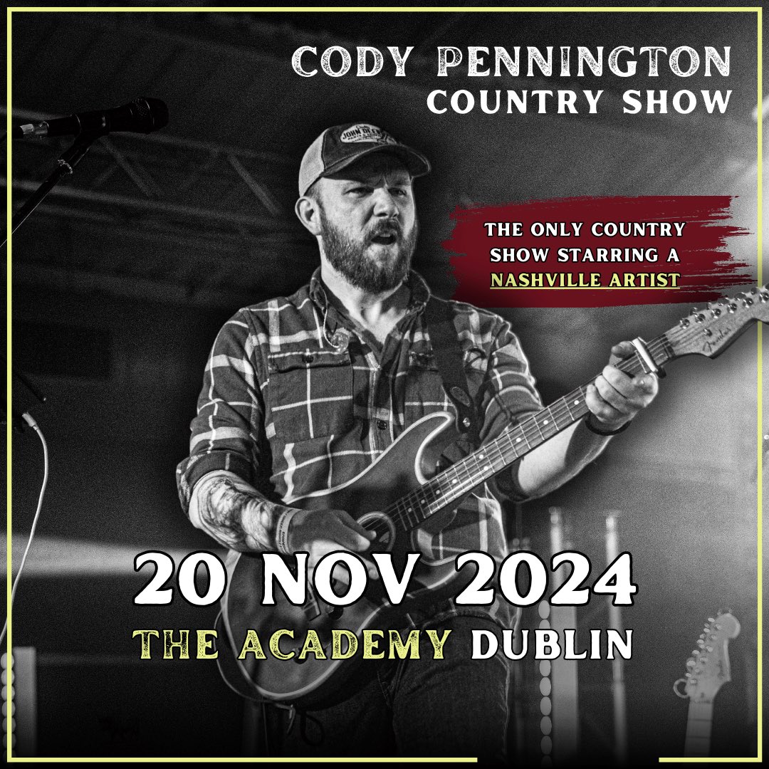 NEW SHOW // Grab your boots and sing along to your favourite country classics as Cody Pennington’s Country Show comes to The Academy on 20 November 2024. Tickets are on sale Monday at 10am from @TicketmasterIre
