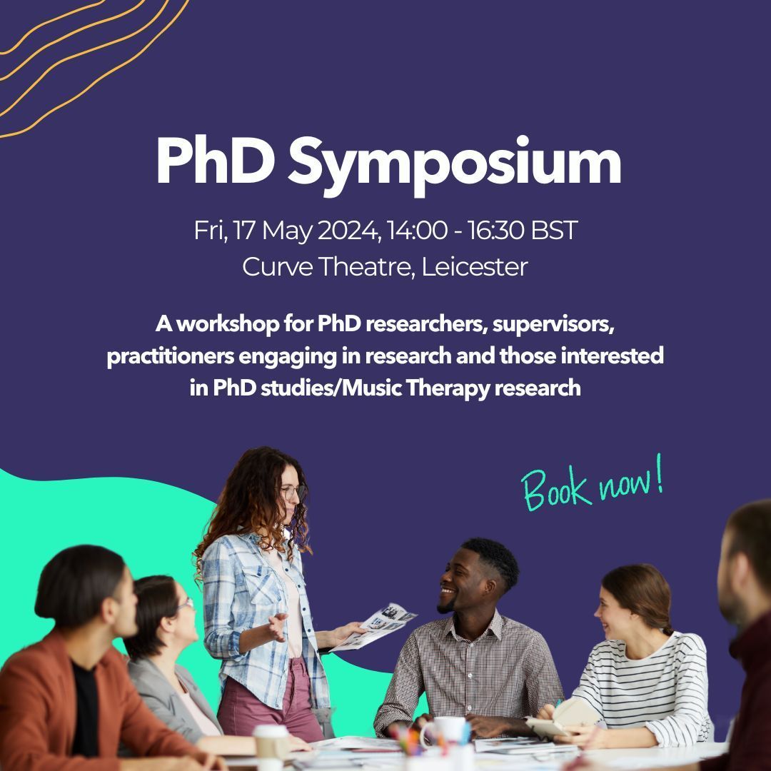 With #WorldMusicTherapyWeek underway we wanted to let you know about our PhD Symposium on 17 May, taking place in Leicester as part of #BAMT2024. The workshop will be a great opportunity for researchers to connect, network, learn and discuss. Book here: buff.ly/3vPL9Bb