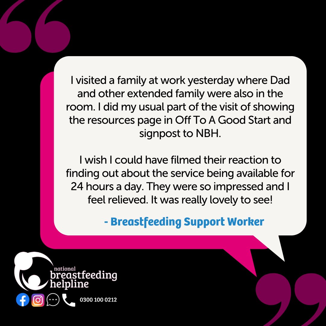 We're so happy to hear the impact that our NBH pilot is having already 💜 We want mums and families to have peace of mind that we are here when you need us! The phoneline is available 24/7 - 0300 100 0212 You can also DM us on FB and IG 9:30am-9:30pm @BfN_UK @AssocBfMothers