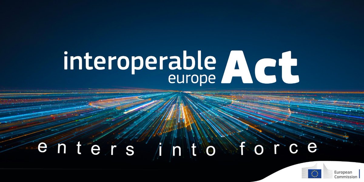 Today the #InteroperableEuropeAct enters into force! The Act will speed-up digital transformation of public sector. 🌐 Smoother data sharing between public administrations means better digital services for citizens and businesses. 👩‍💻 Read more👉 europa.eu/!VWHxFr