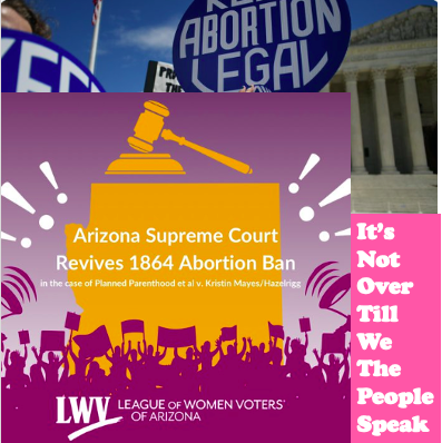 We stand firm with @lwvaz & every state in the Union denying women’s health, agency, and dignity. The chaos is deafening. But one thing is clear. Women’s health, bodily autonomy, and reproductive rights to choose are all on the ballot in November. VOTE! @reproforall  @ReproRights