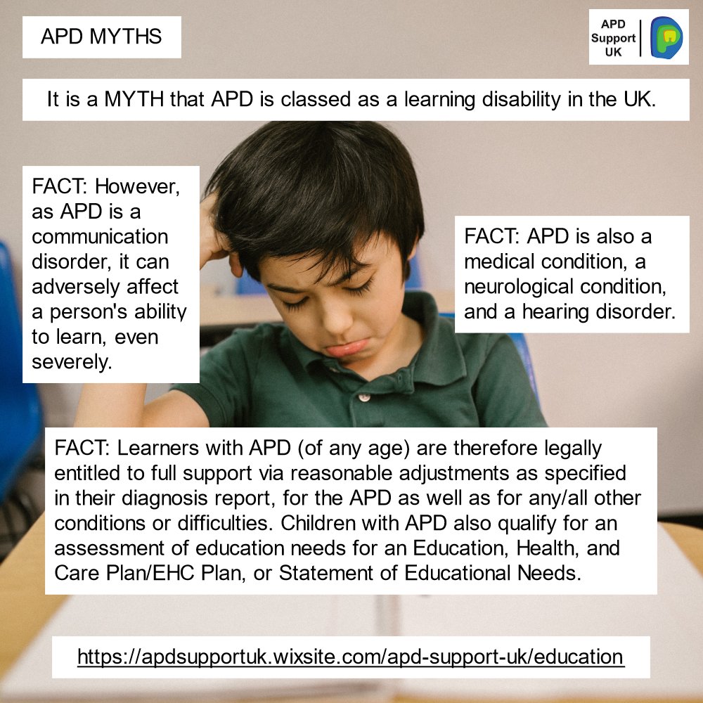 APDSupportUK's tweet photo. Please share to raise APD awareness. #apdsupportuk #audiology #apd #auditoryprocessingdisorder #apdawareness #hearingdisorder #dyslexia #autism #autisticspectrum #speechandlanguage #disabilityawareness #school #invisibledisability #education #earlyintervention #inclusionmatters https://t.co/NiTd8Tfy3O