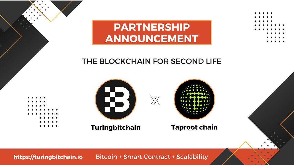 🎉 Partnership Announcement @TuringBitchain_ is thrill to partner with @TaprootChain! Let's build the Bitcoin Layer 2 network together to foster ecosystem prosperity. Please follow us for more updates. We look forward to your attention and support; thank you!