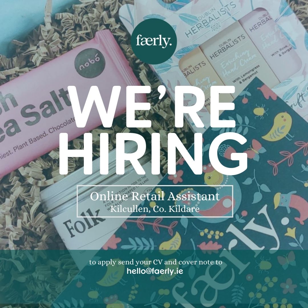 We’re looking for an energetic and motivated person to join our small team on a part time basis.

Your main role will be picking and packing orders for our lovely customers, working in Faerly HQ in Kilcullen. Approx. 2 days per week.

faerly.ie/blogs/our-blog…

#jobfaerly #kildare